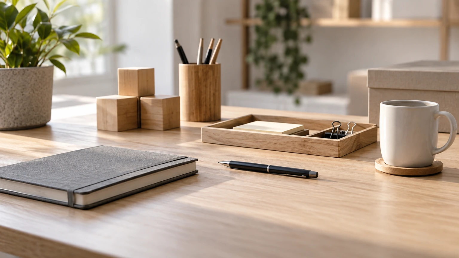 Table de travail sobre pour illustrer le pragmatisme